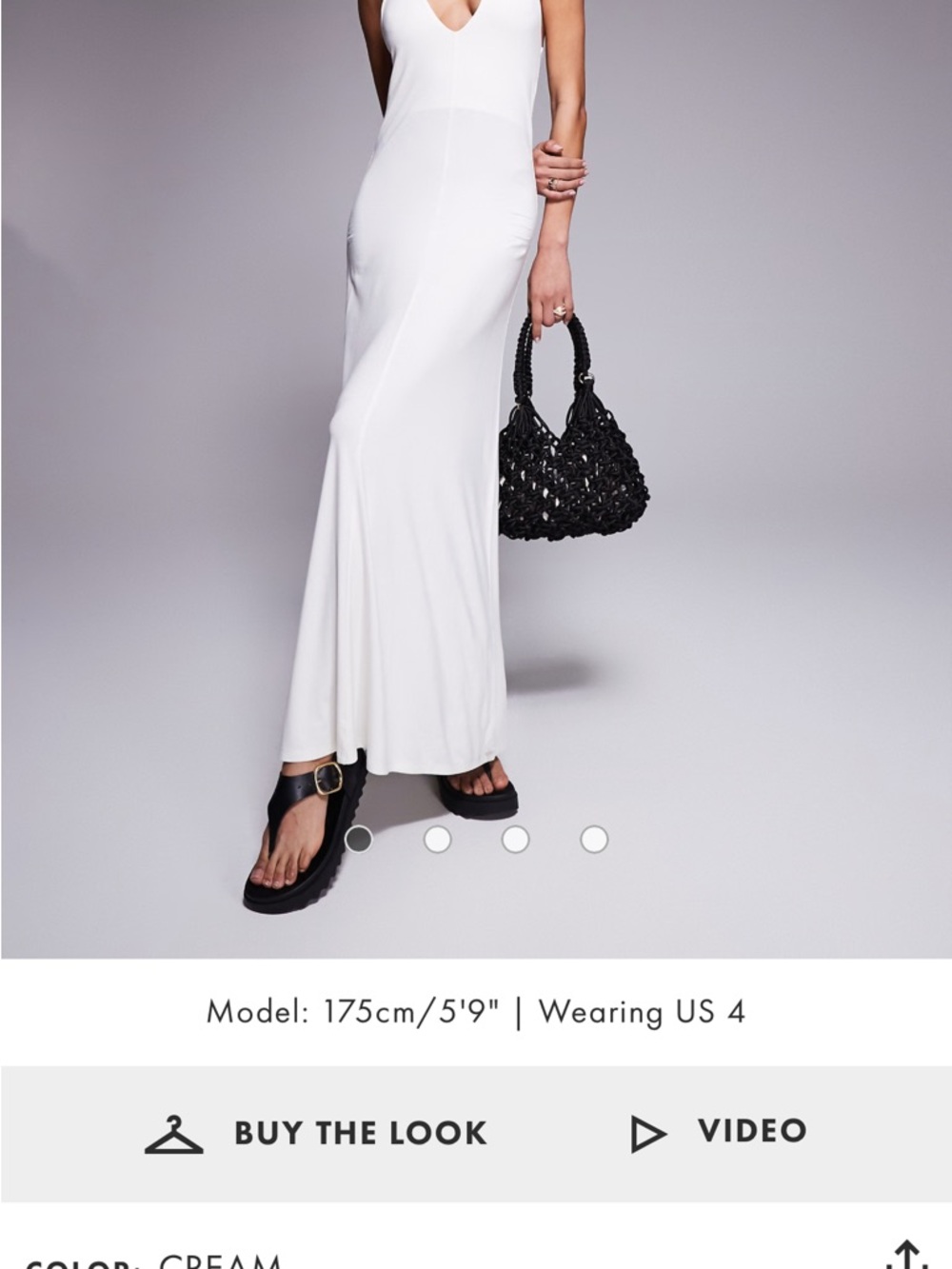 Sleeveless V-Neck Cream Maxi Dress